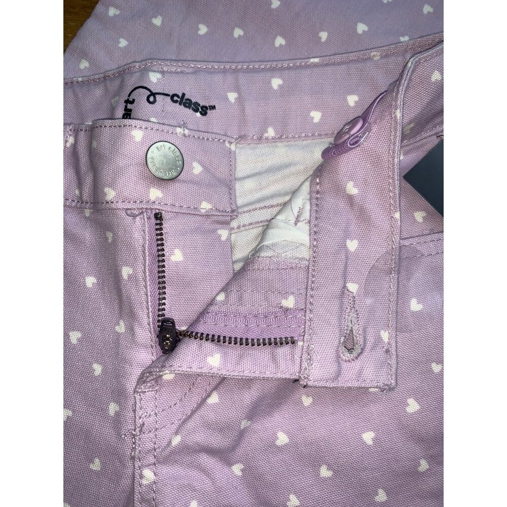Art Class Kids Girls Lavender Heart Print Straight Leg Jeans Cotton Blend - Picture 8 of 12
